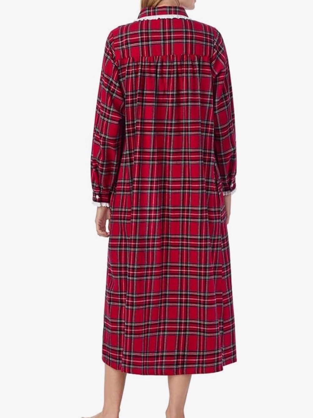 Lanz of Salzburg Red Plaid Flannel Nightgown Medium NWT 100% Cotton Pockets - Picture 2 of 11